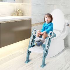 Costway Kinder Toilettensitz faltbar Kinder Toilettentrainer Töpfchentrainer mit Leiter und Griffe Grün