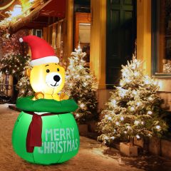 COSTWAY 150cm Aufblasbarer Weihnachten Bär mit Beleuchtung als Dekorationen für den Innen- und Außen inkl. Gebläse