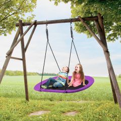 Costway Ovale Nestschaukel Tellerschaukel mit 100-160cm höhenverstellbarem Seil für Kinder & Erwachsene Lila