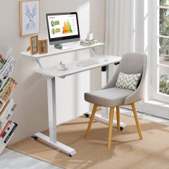 Costway Mobiler höhenverstellbarer Schreibtisch ergonomischer Steh-Schreibtisch 120 x 68 x 88,5-137,5 cm Weiß