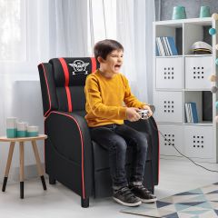 Costway Gamingsessel aus PU Leder verstellbarer moderner Wohnzimmerses Rot