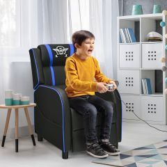 Costway PU-Ledersessel Gaming-Ruhesessel verstellbarer Wohnzimmersessel Blau