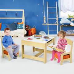 Costway Kindersitzgruppe 3 tlg. Kindermöbel Kinderstuhl & Tisch Holz