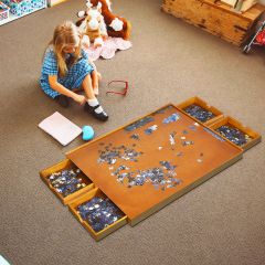 Puzzletisch mit 4 Schubladen Puzzle Board Holz 80 x 65cm