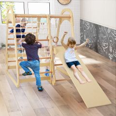 Kletterspielzeug-Set 6-in-1-Indoor-Spielplatz für Kinder 115 x 108 x 127 cm Natur