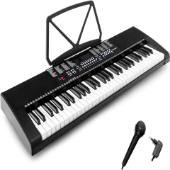 Costway Digitalpiano Elektronisches Keyboard 61 Tastatur Elektroklavier 83 x 27,5 x 9 cm Schwarz