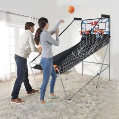 Costway Klappbares Basketball-Arcade-Spiel mit 2 Körben 207 x 108 x 205 cm Schwarz