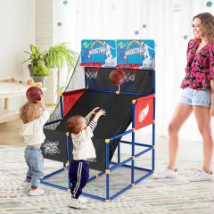 Costway Basketball-Arcade-Spiel für Kinder Basketballständer mit 2 Körben 90 x 90 x 140 cm