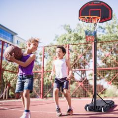 Costway Höhenverstellbarer Basketballständer für Kinder für den Innen- und Außenbereich  Schwarz + Rot