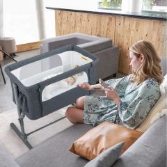 Costway Tragbare 3-in-1-Babywiege mit 5-stufig verstellbarer Höhe & atmungsaktives Netz Grau