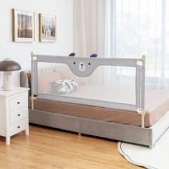 Bettschutzgitter Bettgitter für Kleinkinder Vertikales 180 cm Bettgeländer mit Doppeltem Verschluss Grau