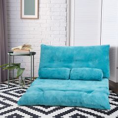 Costway Verstellbares Bodensofa und Couch Bodensofa mit 2 Kissen 178 x 108 x 18 cm Blau