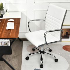 Costway Bürostuhl mit hoher Lehne ergonomischer Computerstuhl Rückenlehne 55 x 60 x 95-105 cm Weiß
