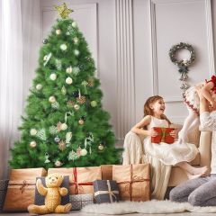 Costway 210 cm Künstlicher Weihnachtsbaum Tannenbaum mit Metallständer Weihnachten Grün