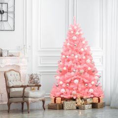 Costway 180 cm künstlicher Weihnachtsbaum mit klappbarem Metallständer Christbaum Rosa