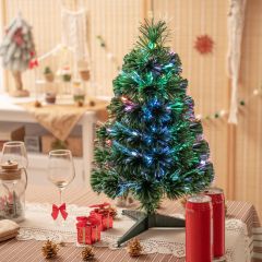 Costway 60 cm Tisch-Weihnachtsbaum Beleuchteter Mini-Weihnachtsbaum Grün