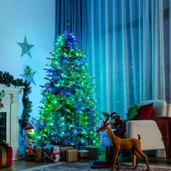 Costway Beleuchteter 180 cm Weihnachtsbaum Klappbarer Weihnachtsbaum mit 420 LED-Lichtern Grün