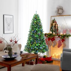 Costway 180 cm LED Weihnachtsbaum mit 9 Beleuchtungsmodi Künstlicher Tannenbaum Grün