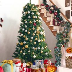 Costway 180 cm künstlicher Weihnachtsbaum Christbaum Glocke Design mit 1130 üppigen Zweigen Grün