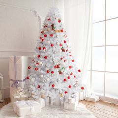 Costway 225 cm künstlicher Weihnachtsbaum mit 1749 Zweigen und klappbarer Metallständer Weiß
