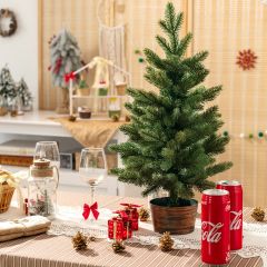 Costway 60 cm hoher künstlicher Tischbaum unbeleuchteter künstlicher Weihnachtsbaum Grün