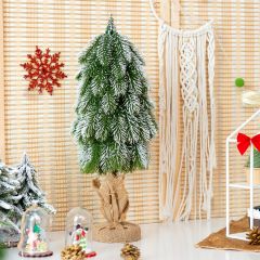 Costway 49 cm künstlicher Tisch-Weihnachtsbaum mit Schnee aus neuem PE Miniatur-Weihnachtsbaum Grün + Weiß