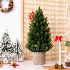 Costway 47 cm hoher realistischer Mini-Weihnachtsbaum  Künstlicher Tisch-Weihnachtsbaum Grün