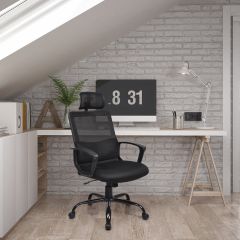 Computerstuhl  Ergonomischer Netz-Bürostuhl mit Lumbalstütze 70 x 70 x 116-126 cm Schwarz