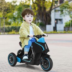 Costway Elektrischer 6V Motorroller mit Lichtern Dreirad Kindermotorrad 80,5 x 41 x 51,5 cm Schwarz + Blau