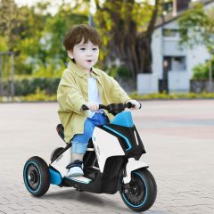 Costway Elektrischer 6V Motorroller für Kinder mit Scheinwerfer 80,5 x 41 x 51,5 cm Weiß + Schwarz + Blau
