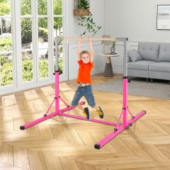 Faltbare Turnstange für Kinder Wackelfreies Heim-Fitnessgerät 136 x 172 x (90-150) cm Rosa