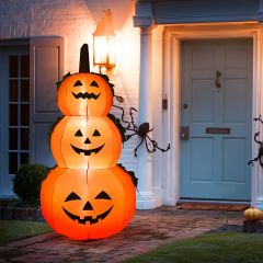 Costway 180 Aufblasbarer Halloween Kürbis 3 Stapel Kürbis mit LED-Innenbeleuchtung