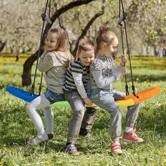 Nestschaukel Kinder Baumschaukel mit 100-160cm verstellbaren Seil Hängeschaukel Bunt 123x45cm