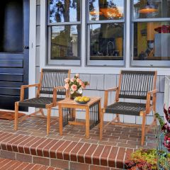 3tlg. Bistroset 2 Gartenstühle & Beistelltisch aus Akazienholz Gartenmöbel-Set