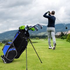 Costway Golfwagentasche mit Ständer und Regenschirmhalter 87 x 82 x 87 cm Schwarz+Blau