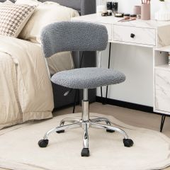 Costway Home Office Drehstuhl aus Kunstpelz mit höhenverstellbarem gepolstertem Sitz Grau