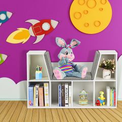 Costway Bücherregal Raumteiler Bücherschrank mit Kissen Weiß 102,5 x 30 x 63,5 cm