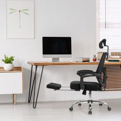 Costway Ergonomischer Zurück Klappbarer Stuhl Computerstuhl Bürostuhl Höhenverstellbar Schwarz