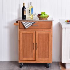 Küchenwagen mit Schublade Kücheninsel mit Handtuchhalter Küchenschrank rollbar Servierwagen aus Holz