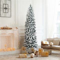 Costway Künstlicher Schneebedeckter Weihnachtsbaum mit 461 Zweigenals 225 cm