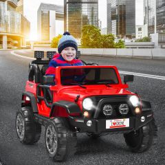 Kinder Elektroauto 2 Sitzer mit 2,4G-Fernbedienung 3 Gang 12V Kinderauto mit MP3 Rot
