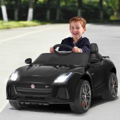 Elektro Kinderauto mit Geschichten & Musik & Hupe & Scheinwerfer 12V Kinderfahrzeug mit 2,4G Fernbedienung Schwarz