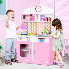 Costway Kinderküchenspielzeug Spielküche für Kleinkind Rollenspiel Kinderküche 57 x 28 x 95,5 cm Rosa
