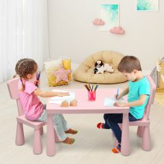 Costway Kindertisch und 2 Stühlen 3 TLG. Kindersitzgruppe Kindermöbel-Set Rosa