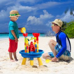Sandkastentisch 2-in-1 Strandspielzeug Set mit Sandschaufel 46 x 46 x 66 cm