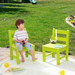 2 Kinderstühle für drinnen & draußen wetterfester strapazierfähiger Lernstuhl für Kleinkinder Grün-1