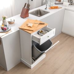 Kommode für 40 L Mülleimer Küchenschrank mit Großer Arbeitplatte 52 x 33 x 90 cm Weiß