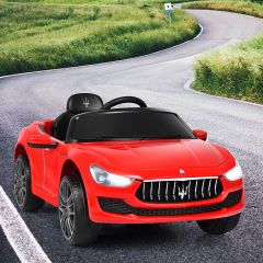 Costway 12V Maserati Kinderauto mit 2,4G-Fernbedienung & Musik & LED für Kinder ab 3 Jahren Rot