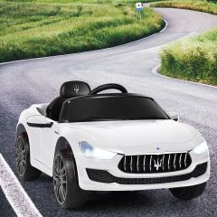 Costway 12V Maserati Kinderauto mit 2,4G-Fernbedienung & Musik & LED für Kinder ab 3 jahren Weiß