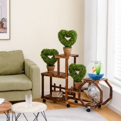 Costway 4er Pack Mini Künstliche Pflanzen in Herzform mit Papiertöpfen 30 x 30 x 37 cm